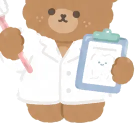 Crumbs the brown bear holding a clipboard