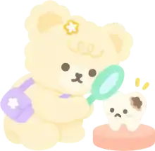 Cozy bear checking a cavity tooth