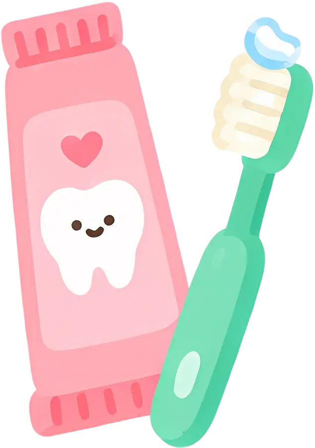 A tube of toothpaste next to a green toothbrush