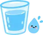 Water glass and drop