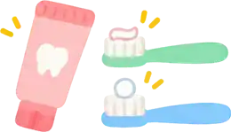 Toothpaste and two brushes