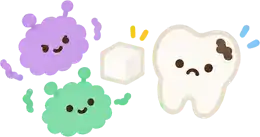 Germs sugar and sad tooth