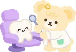 Dentist bear and tooth in chair